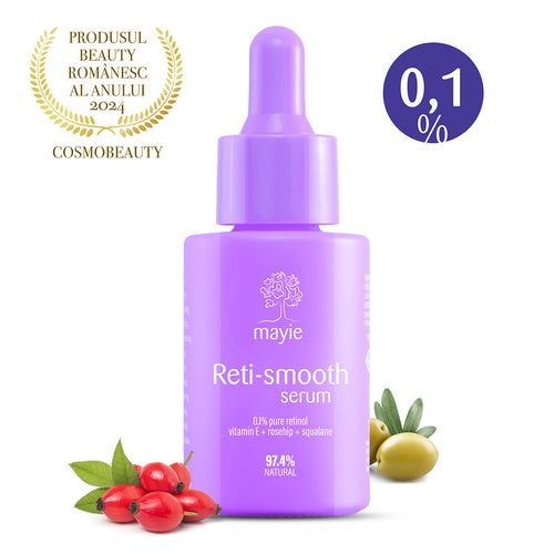 Mayie Reti-Smooth Serum cu 0.1% retinol pur, ulei organic de macese si squalane